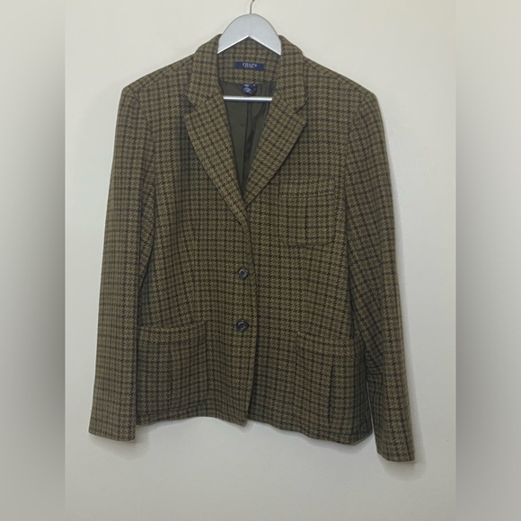 Vintage Ralph Lauren Chaps! 💞Wool Blend Brown Chaps Houndstooth Riding Jacket - Picture 8 of 16